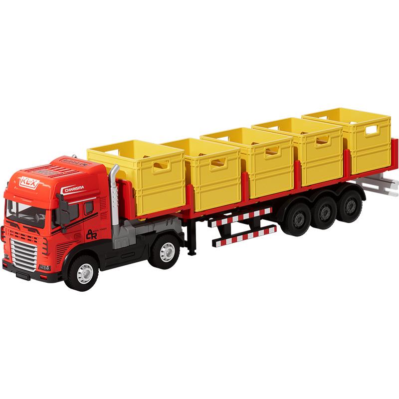 Large Alloy Cargo Transport Simulation Trailer Toy Truck for Kids
