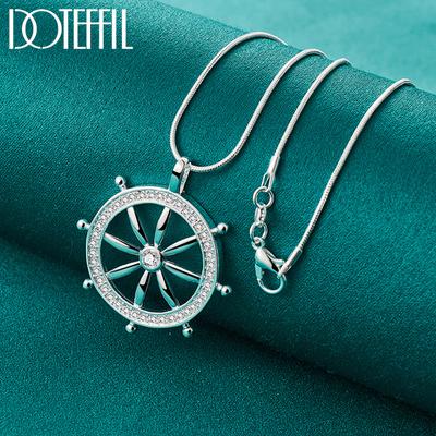 925 Sterling Silver Round Pendant Necklace Fashion Jewelry