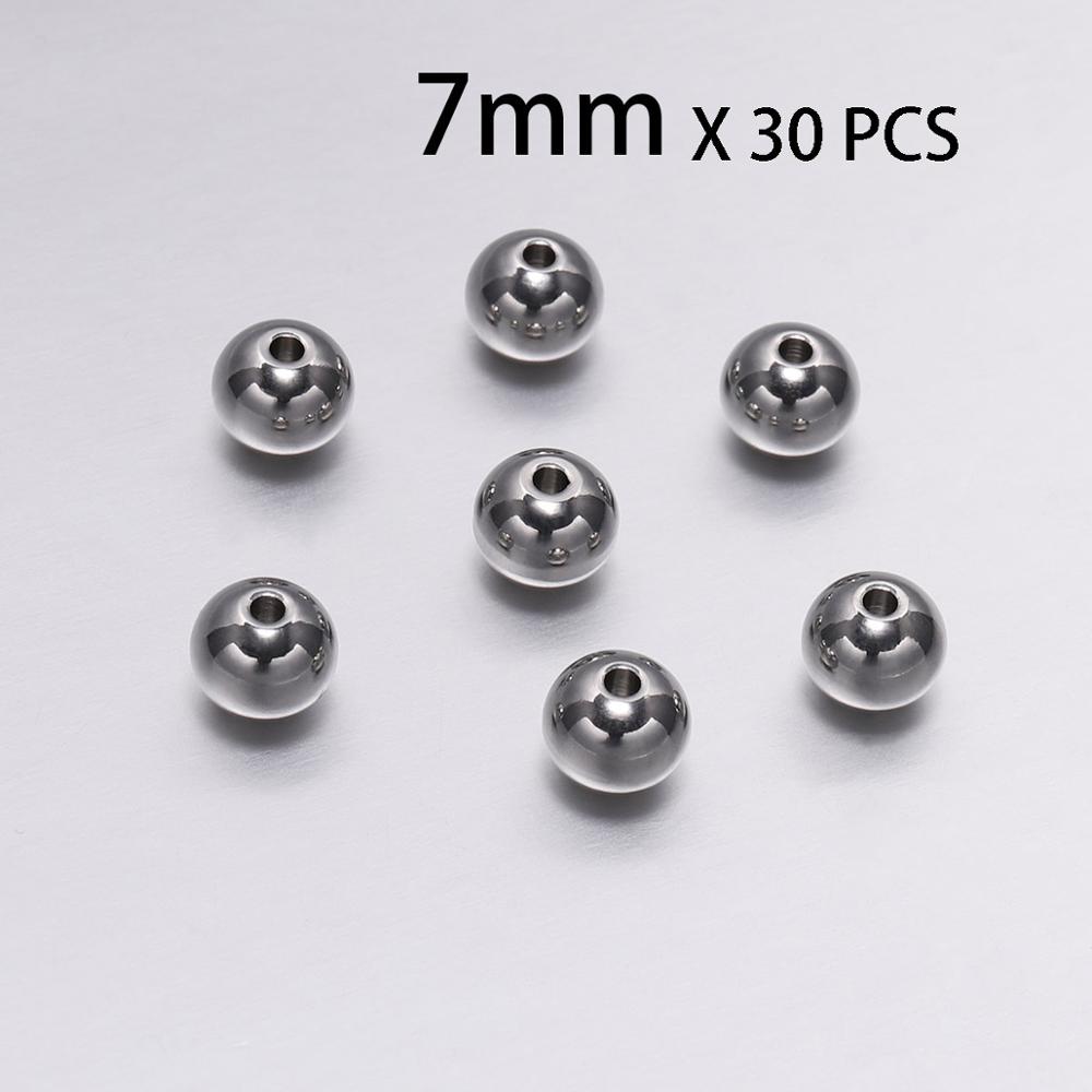 3/4/5/6/7/8MM Distanční korálek z nerezové oceli Kovové kulaté volné vymezovací korálky Pro výrobu šperků Náramek Nálezy pro kutily