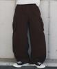 Beokeuldaun Wide Curved Cargo Cotton Pants (Brown)