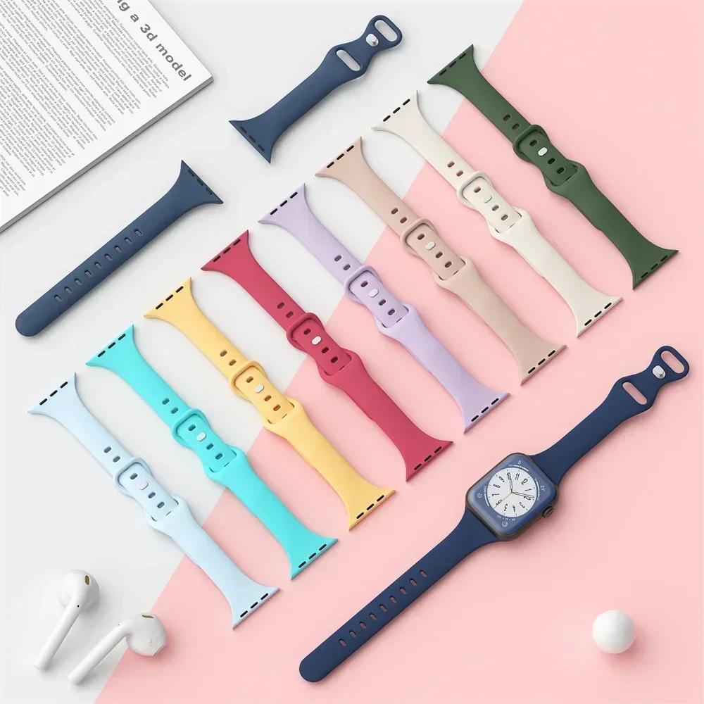 Slim Silicone band For apple watch 11 10 46mm Ultra 3-2 49mm series 9-8-7 41mm 45mm 44mm sport bracelet iwatch 4 6 5 SE 3 Strap