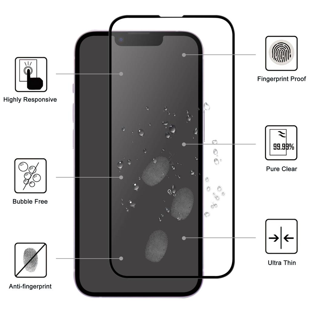 Für iPhone 16e AGC Glas Displayschutzfolie Vollflächig Klebend Schwarzer Rand Bildschirmfolie