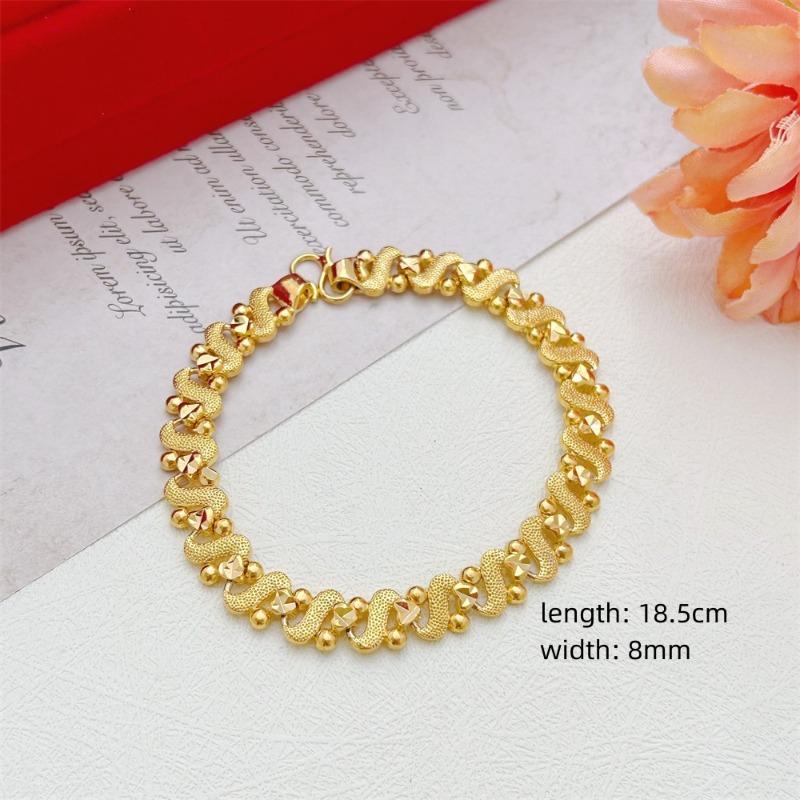 Sand Gold Bracelet Women's Wide Edge Love Strap Flower Bracelet Hand String Vacuum Gold Plated Bracelet Jewelry