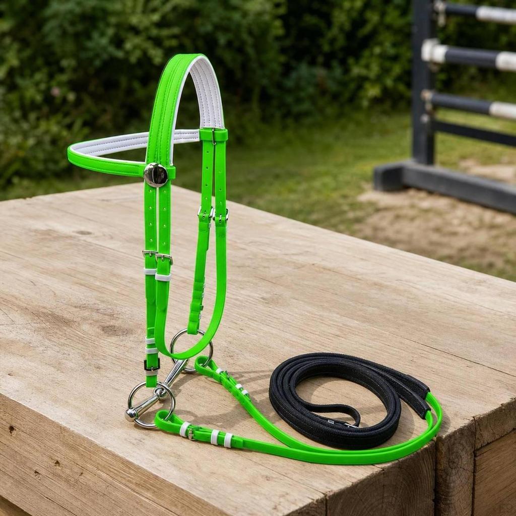 Adjustable Horse Bridle with Rein | NonSlip, Reins, for Stables 125MM Red