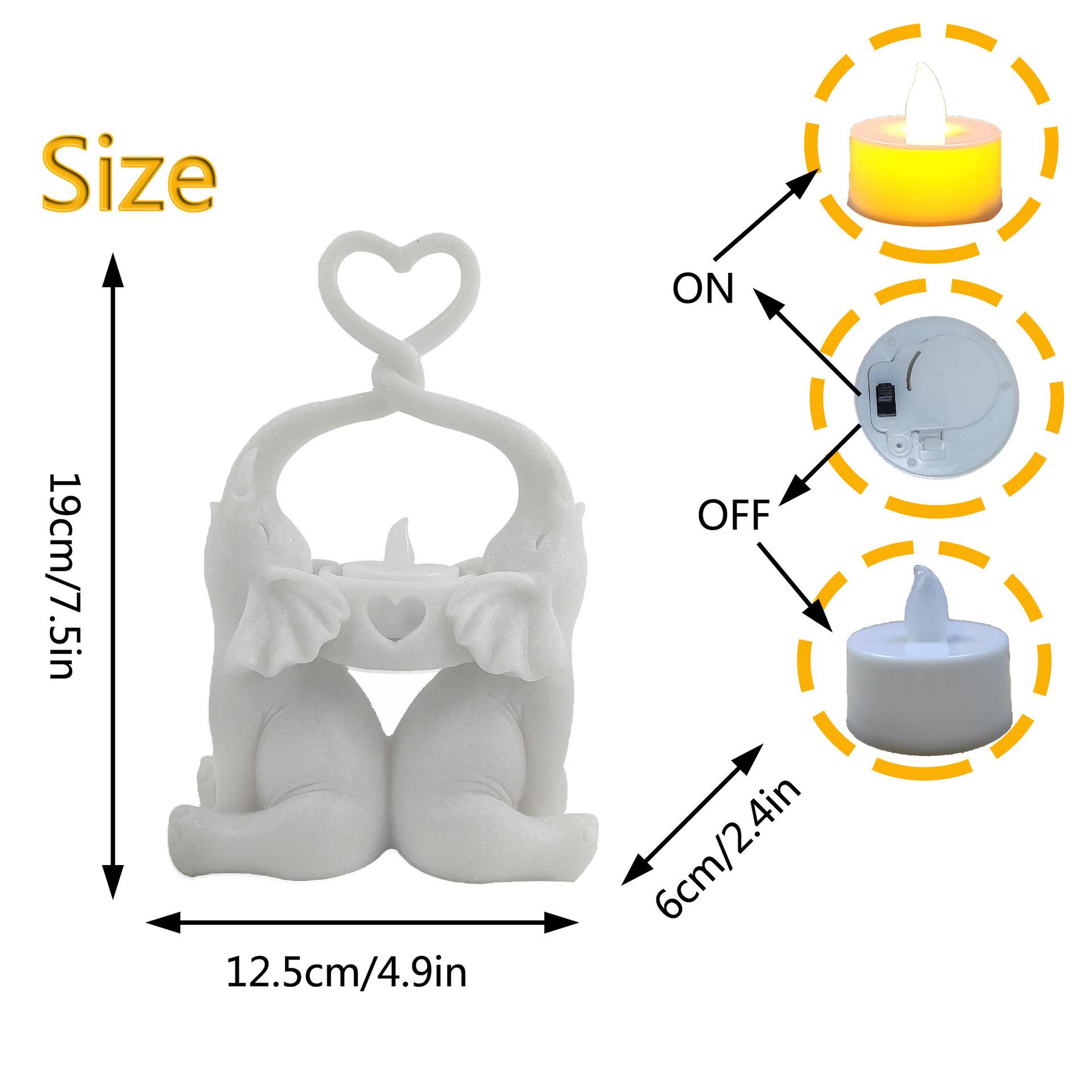 

JYL TS/199,Desktop Indoor Decor Elephant Love Heart Night Lamp Figurine Love Gift Valentine Statue One Size королівський фіолетовий колір