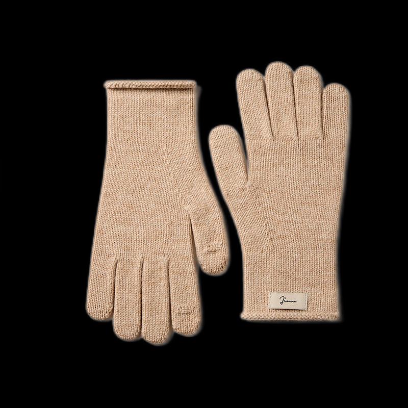 JIUMU Women's Pure Wool Warm Knitted Gloves