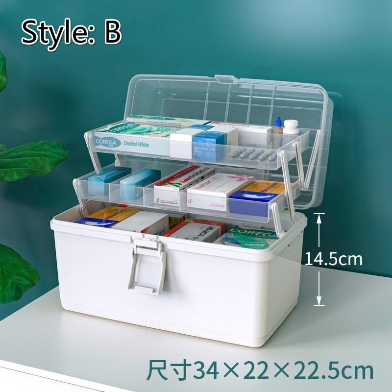 

Большая вместимость коробки-органайзера для семейной медицины, портативная аптечка первой помощи, контейнер для хранения лекарств, семейный набор косметики, коробки для хранения Style B-White