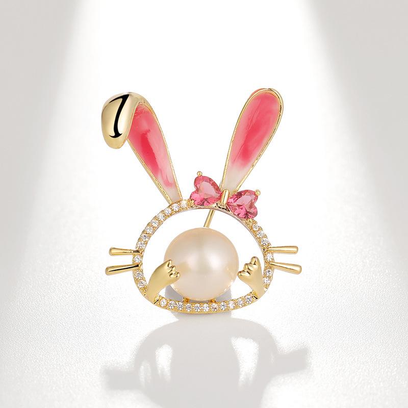 Bo Xin Yun High-End Cute Rabbit Pearl Brooch - Cartoon Corsage Pin