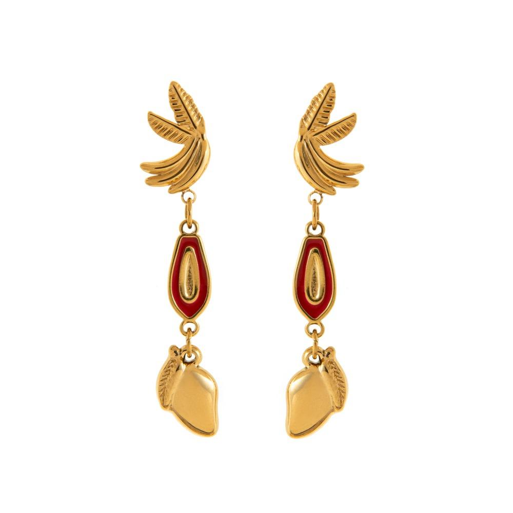 1 пара Серьги-подвески с тропическими фруктами и грушей, золотистый темперамент, банан, День рождения золотистый