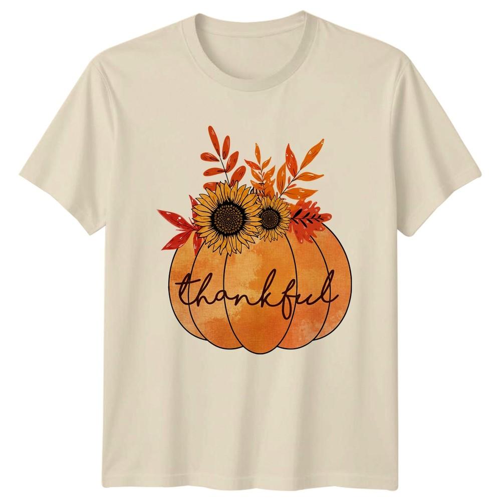 Thankful Unisexs TShirt Thanksgiving Autumn Thanksgiving Gift For Her