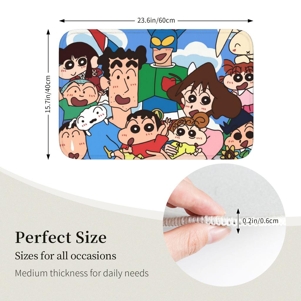 Crayons Shin-chans Cute Anime Doormat Non-Slip Bath Kitchen Welcome Mat Toilet Door Floor Entrance Carpet Rug Footpad