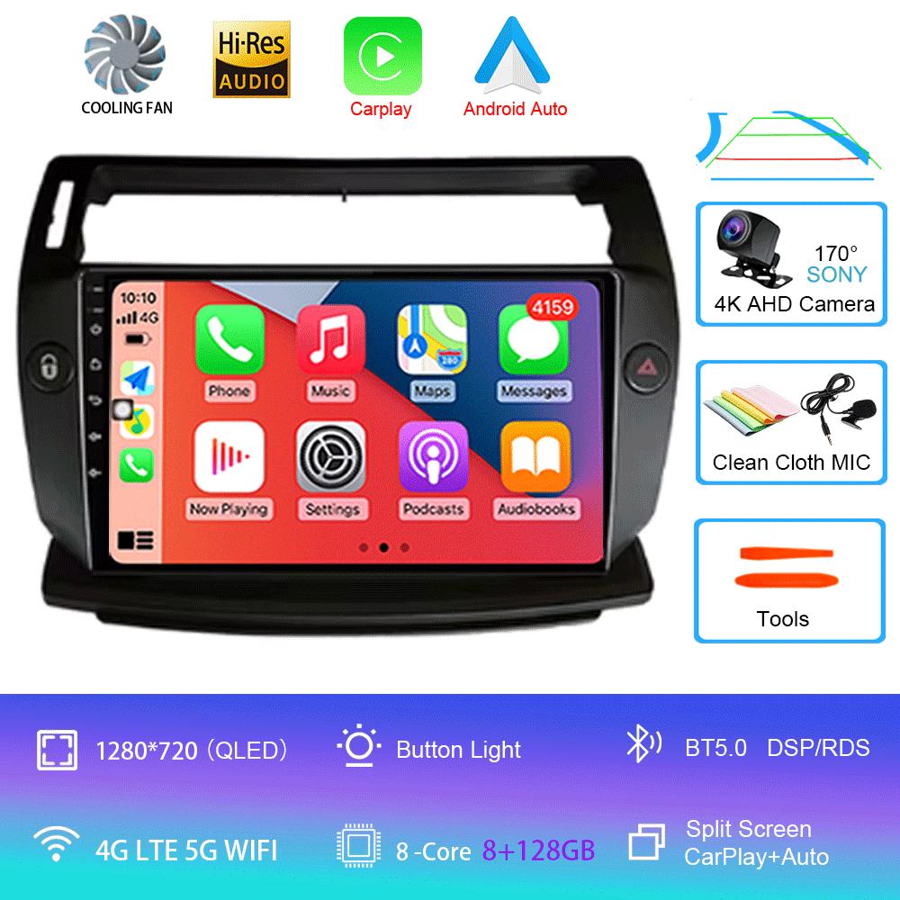 For Citroen C4 C-Triomphe C-Quatre 2004 - 2012 Screen Android 14 Car Radio Multimedia Player CarPlay Android Auto Car 4G WiFi