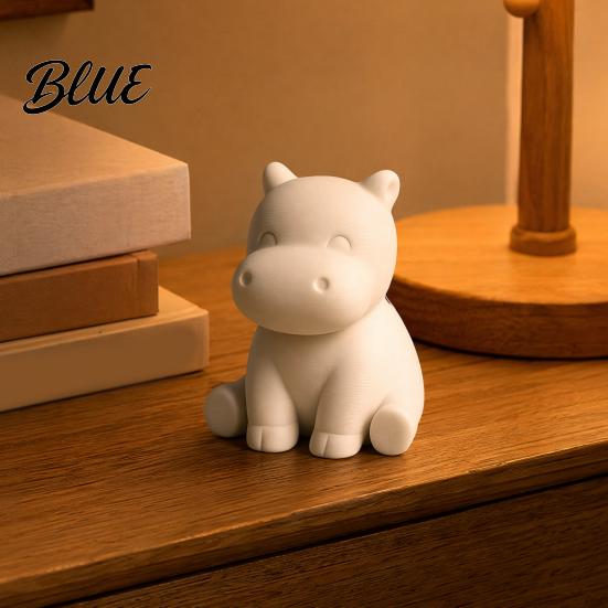Durable Small Animal Sculpture 3D Printed Hippopotamus Statue, Mini Size Desktop Decoration, Solid White Hippo Accessory Matte Finish Figurine