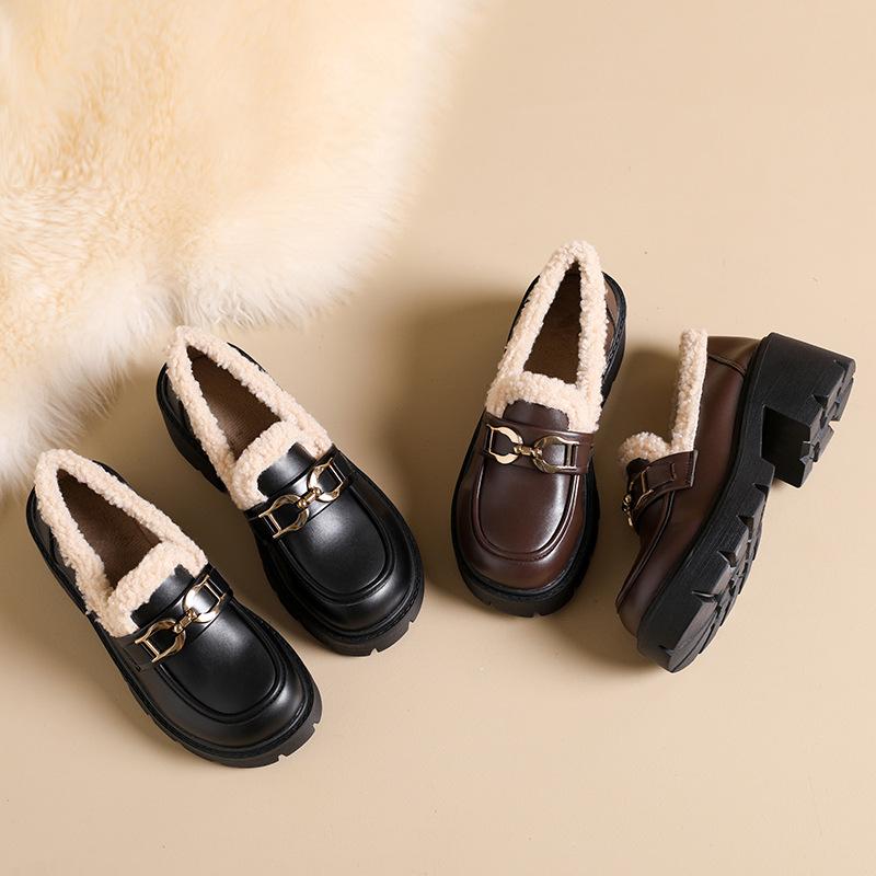 2 British style platform small leather shoes 22 new temperament black fairy style muffin