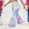 Women High Waist Large Size Printed Full Length Flared Pants