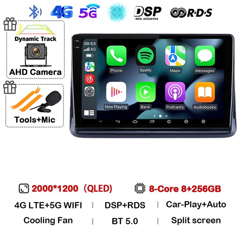 Android14 2din Auto For Toyota Noah Esquire Voxy 2014 2015 2016 -2020 Car Radio Multimedia Player GPS Navigation Support Carplay