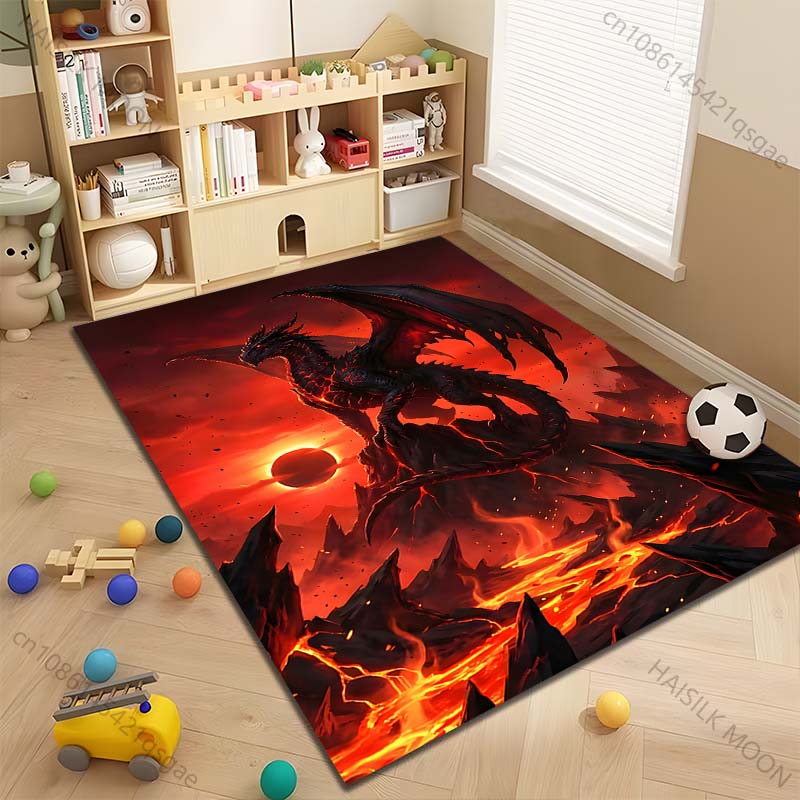 Multiple sizes Fiery dragon and lava Carpet for Living Room Bedroom Sofa Home Decor Rug Non-slip Floor Mat Luxury Gift