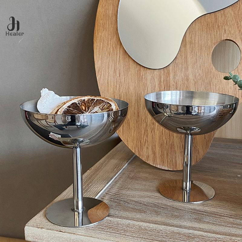 Ice Cream Cups Salad Bowl Stainless Steel Bowl Dessert Fruit Plate Snack Dish