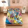 3pcs Imitation Glass Painted 67 Element Printed Coreless Bed Sheet Set, Multi Size Bedroom Bed Cover Decoration Machine Washable