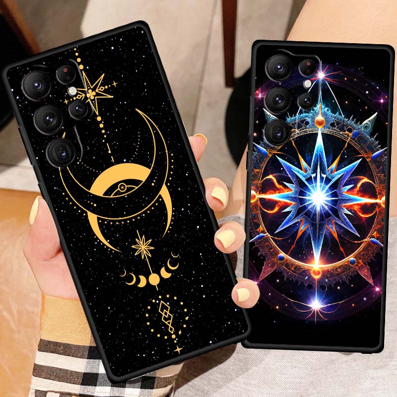 Cosmic Starry Sky Pattern Phone Case For Samsung Galaxy S26 S25 S24 S23 S22 S21 S20 Ultra Plus FE 5G Black Soft TPU