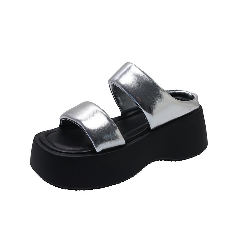 Casual Outerwear One-word Drag Women's Summer 5 New Korean Version Muffin Thick-bottomed Small Man Height Increase Comfortable Cool Slippers