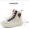 High Top Breathable and Non Slip Shoes for Autumn and Winter Women, Warm High Top with Plush Thick Sole, Height Increasing Cotton Shoes