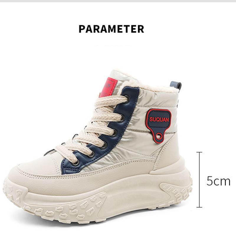 High Top Breathable and Non Slip Shoes for Autumn and Winter Women, Warm High Top with Plush Thick Sole, Height Increasing Cotton Shoes
