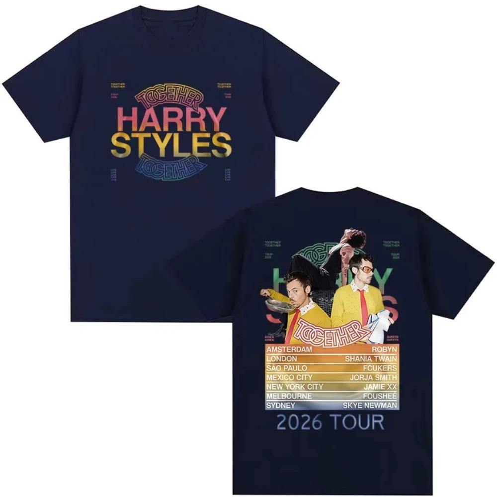 2026 Fans Gift Harry Styles Together Tour T Shirt Unisex Women Vintage High Quality Cotton Tshirt Summer Oversized Tshirts Y2K