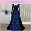 Medieval Renaissance Dress For Women In Milk Silk With 3d Pattern For Stage Performance