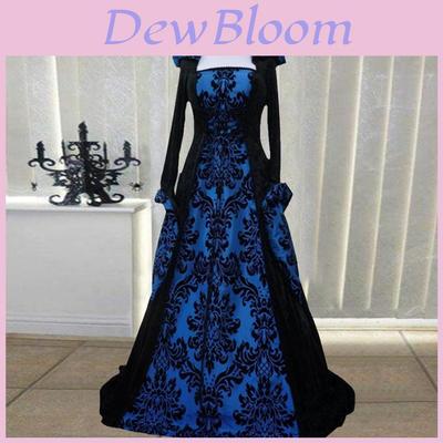 Medieval Renaissance Dress For Women In Milk Silk With 3d Pattern For Stage Performance