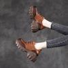 The First Layer of Cowhide Casual Shoes Women's 2025 Autumn New Leather Korean Version of Versatile Lace-up Muffin Platform Single Shoes Women's Shoes