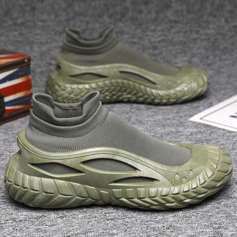 New men's shoes summer flying woven mesh breathable socks casual shoes fashionable simple lazy shoes