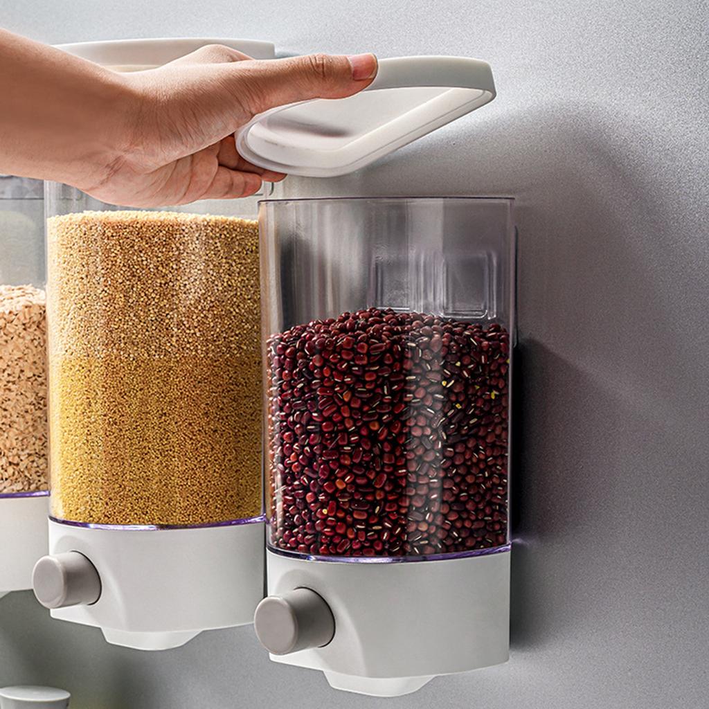 Automatic Sealed Rice Dispenser Tank Bucket Food Storage Containers with Lids Wall Mounted Kitchen Accessories