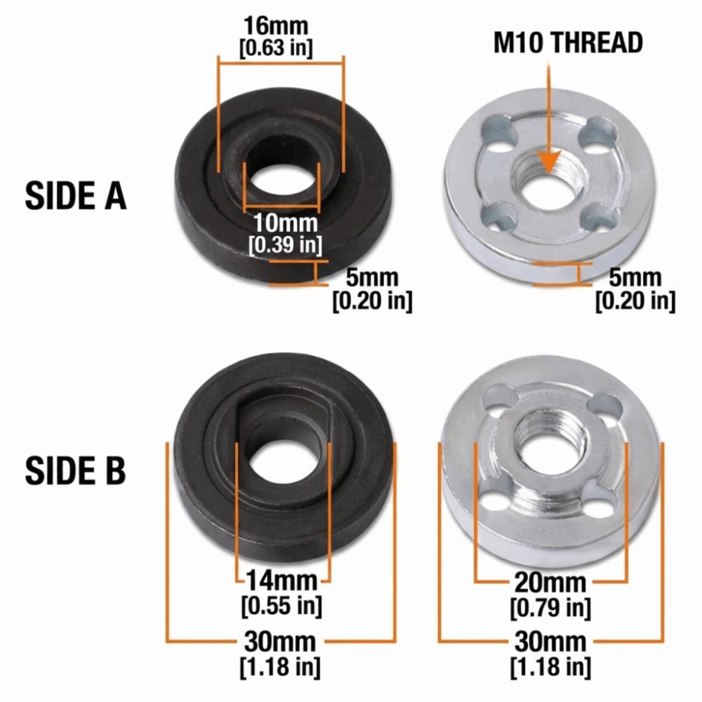 2 Pair Threaded Design Angle Grinder Flange Plated Surface Grinder Shaft Nut  For Makita 6100