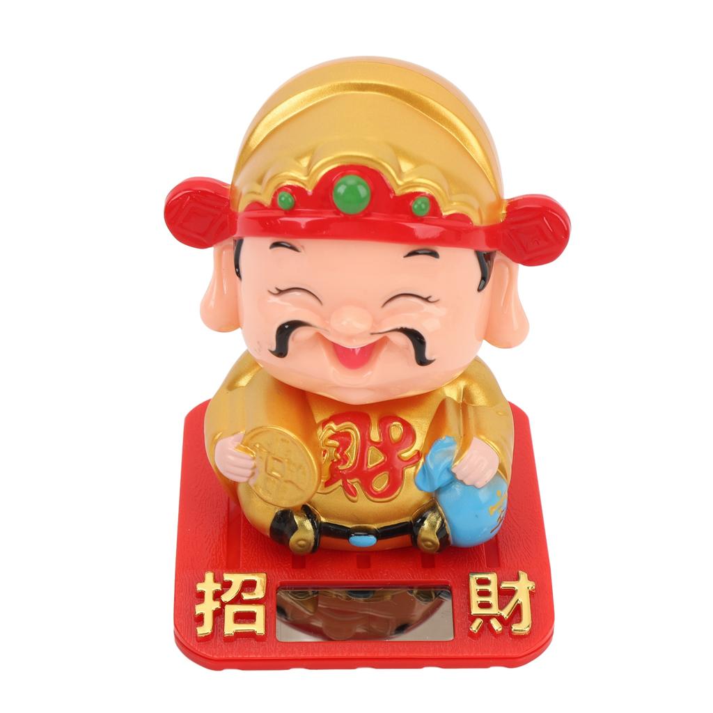 Cai Shen Statue Light Sensing Automatic Nodding Cai Shen Figurine for Office Car Dashboard Hotel