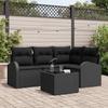 Garden Sofa Set with Cushions 5 pcs Black Poly Rattan