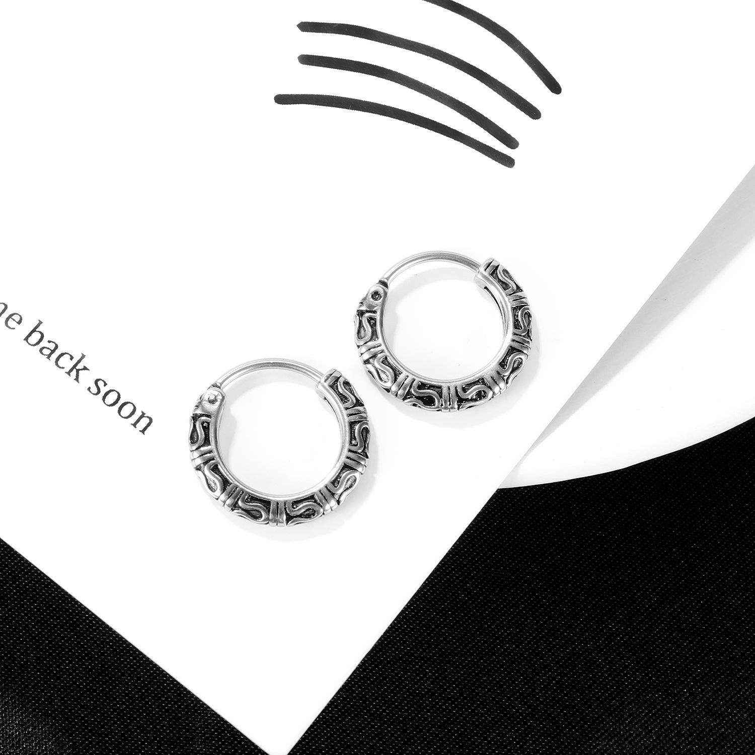 

Trendy Retro Titanium Steel Stud Earrings: Unisex Hip-Hop Style