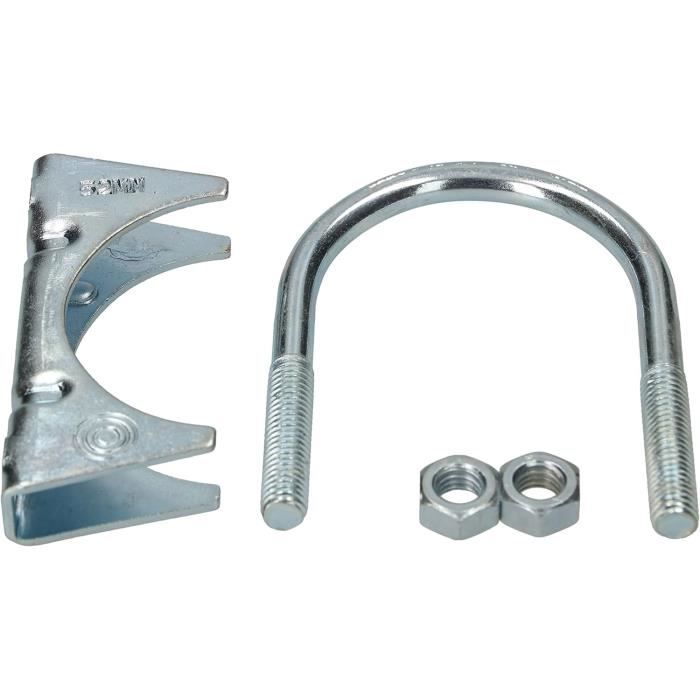 Exhaust Pipe Clamps - KOTARBAU - Pack of 2 - 52 Mm - Galvanized Steel - Silver