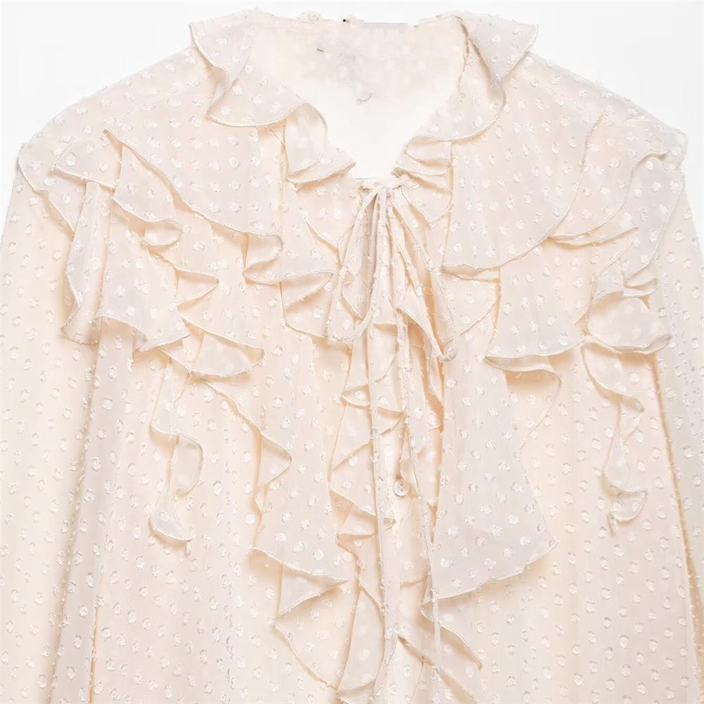 2025 Jaro/Léto Dámská Ležérní Volná Jednobarevná Vrstvená Košile s Dlouhým Rukávem