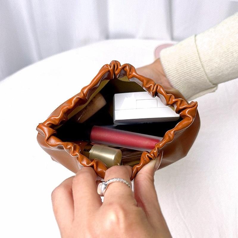 Automatic Closing Mini Storage Bag Travel Portable PU Leather Lipstick Makeup Cable Coins Keys Jewelry Earphone Storage Organizer