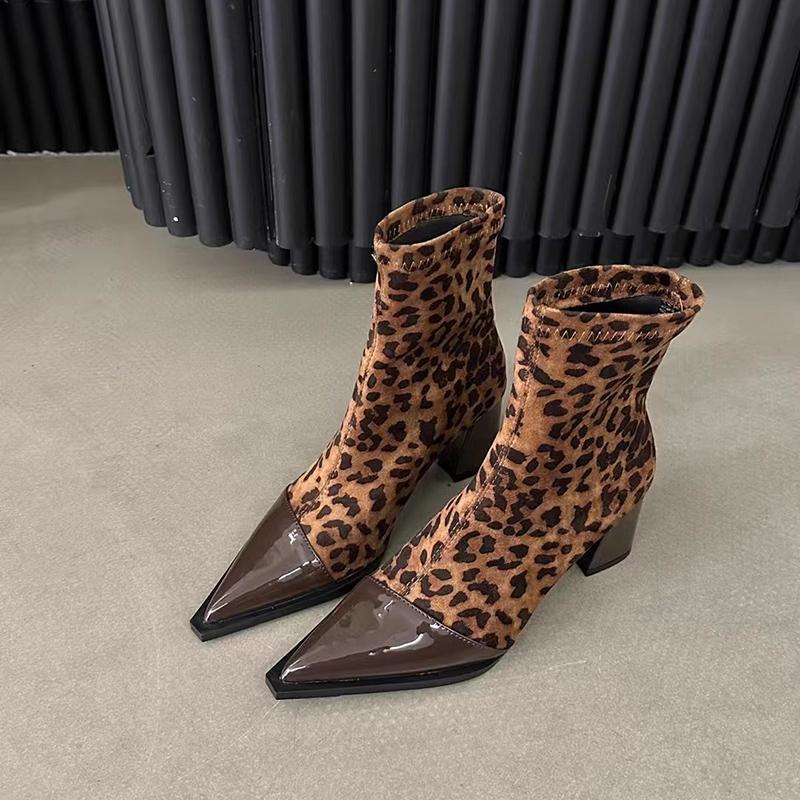 

Винтажные женские ботильоны на толстом каблуке с острым носком, осенне-зимние, элегантные, слипоны, облегающие короткие ботильоны 35