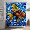 Artistic Fish Pattern Shower Curtain Blue Tiled Design for Bathrooms Decor DIY Home Improvement Projects