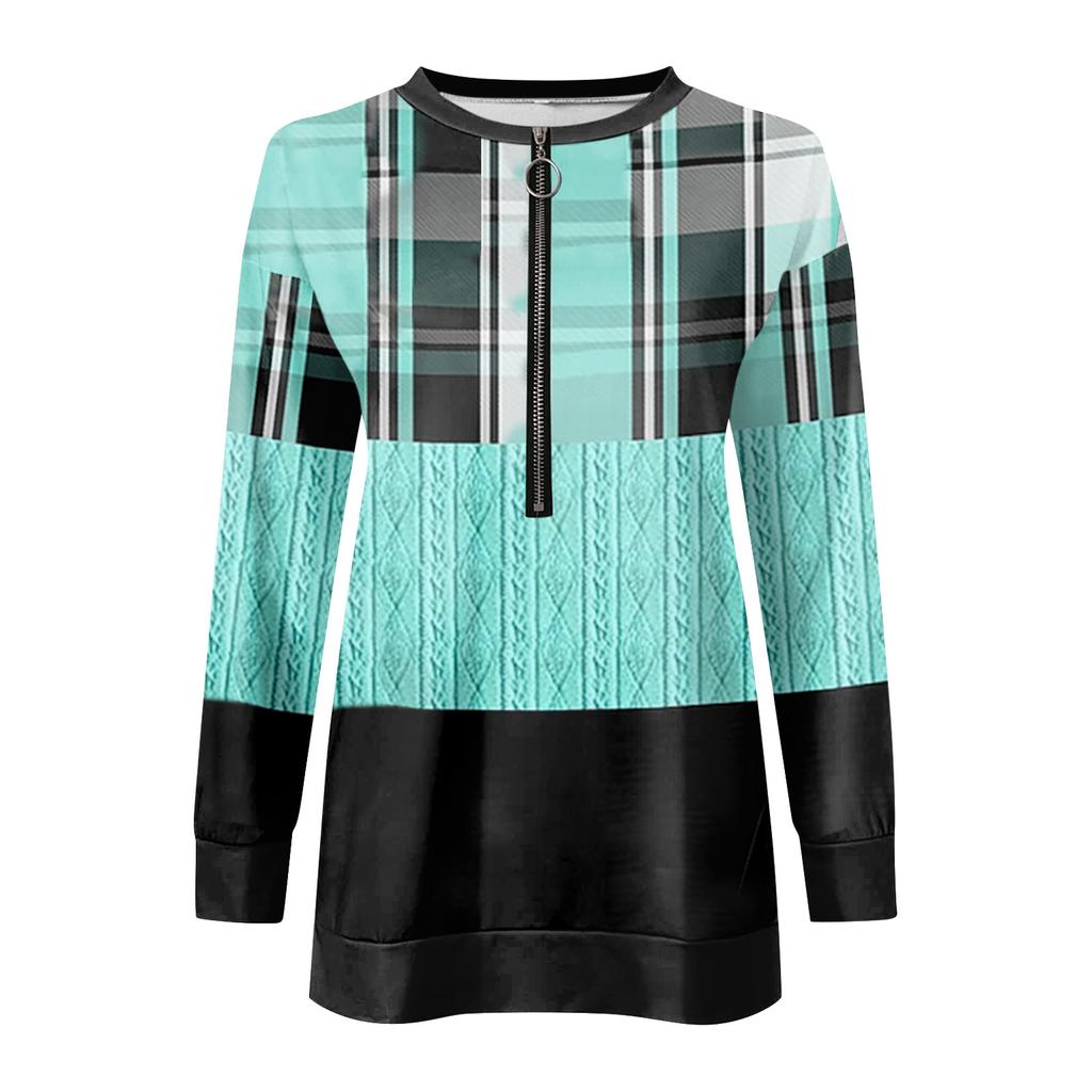 Damskie Bluza Pulower Podstawowy Zamek błyskawiczny ćwiartkowy Żółty Czerwony Niebieski Krawat Ulica W serek Długi rękaw Top Casual Jesień Pulower