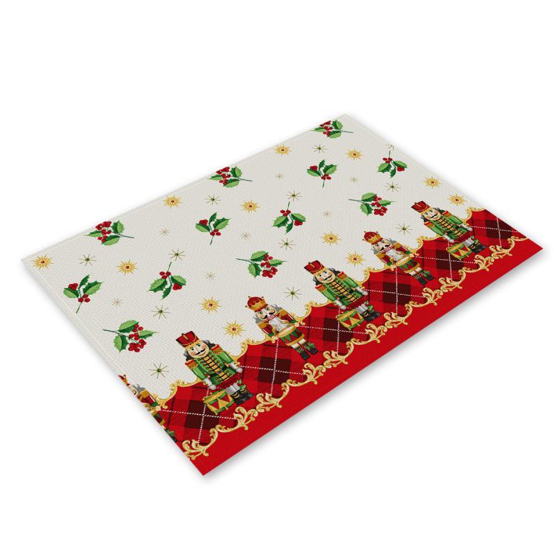 Festive Christmas Linen Table Mats - Heat Resistant Western Style Decor