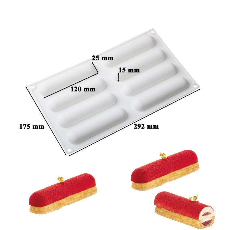 

Chocolate Eclair Dessert Bakeware Long Strip Puffs Baking Mold Finger Shaped Puff Pastry Mold Kitchen Silicone Bakeware