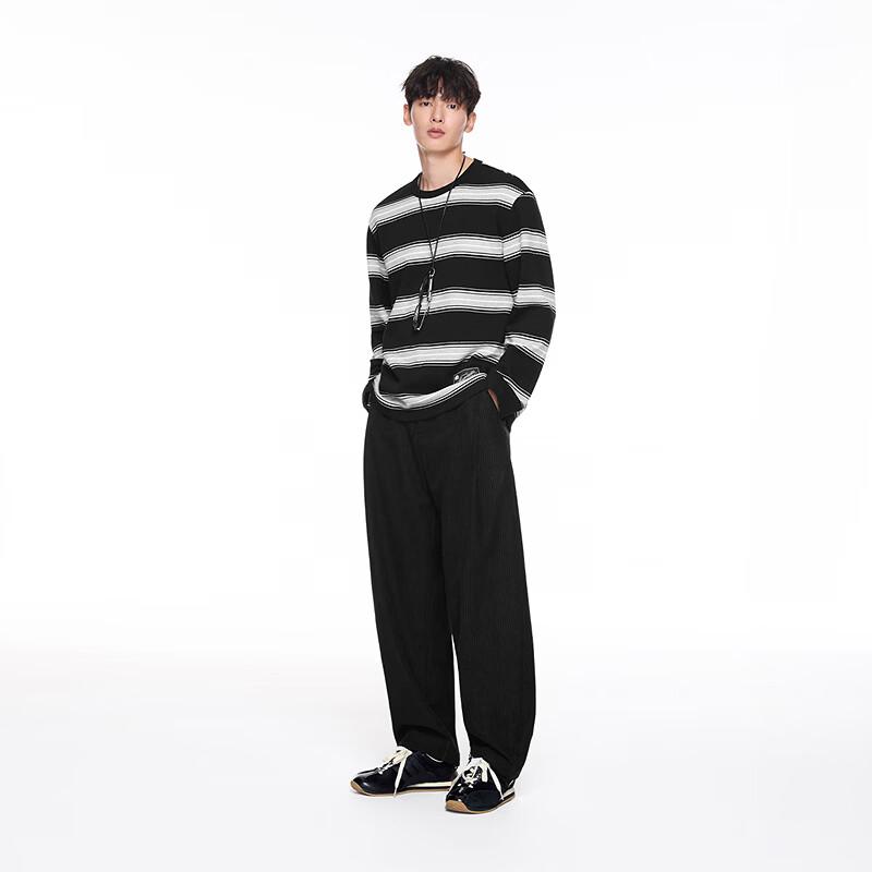 GXG Men's Long-Sleeve Striped Crewneck Knit T-Shirt