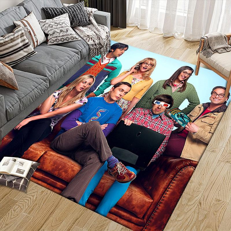 The Big Bang Theory Flannel Printed Carpet, Home Sofa Decoration for Living Room & Bedroom, Non‑Slip Play Flannel Floor Mat for Game Room