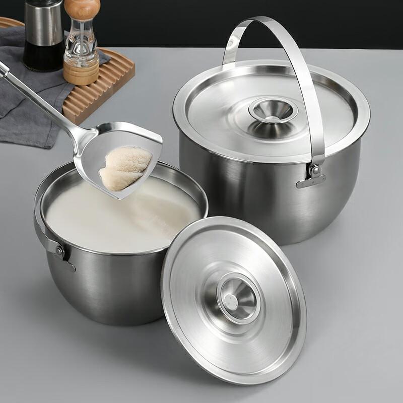 ZISIZ 5.2L Thickened Stainless Steel Lard Pot with Lid & Strainer