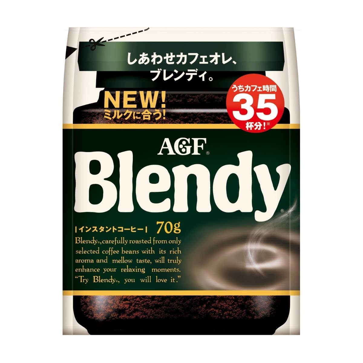 AGF Blendy Bag Instant Coffee Water-Soluble Café Au Lait Lovers Refill 70 grams (x 1)