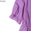 ZANZEA Women Casual Turn Down Collar Summer Short Sleeve Dress